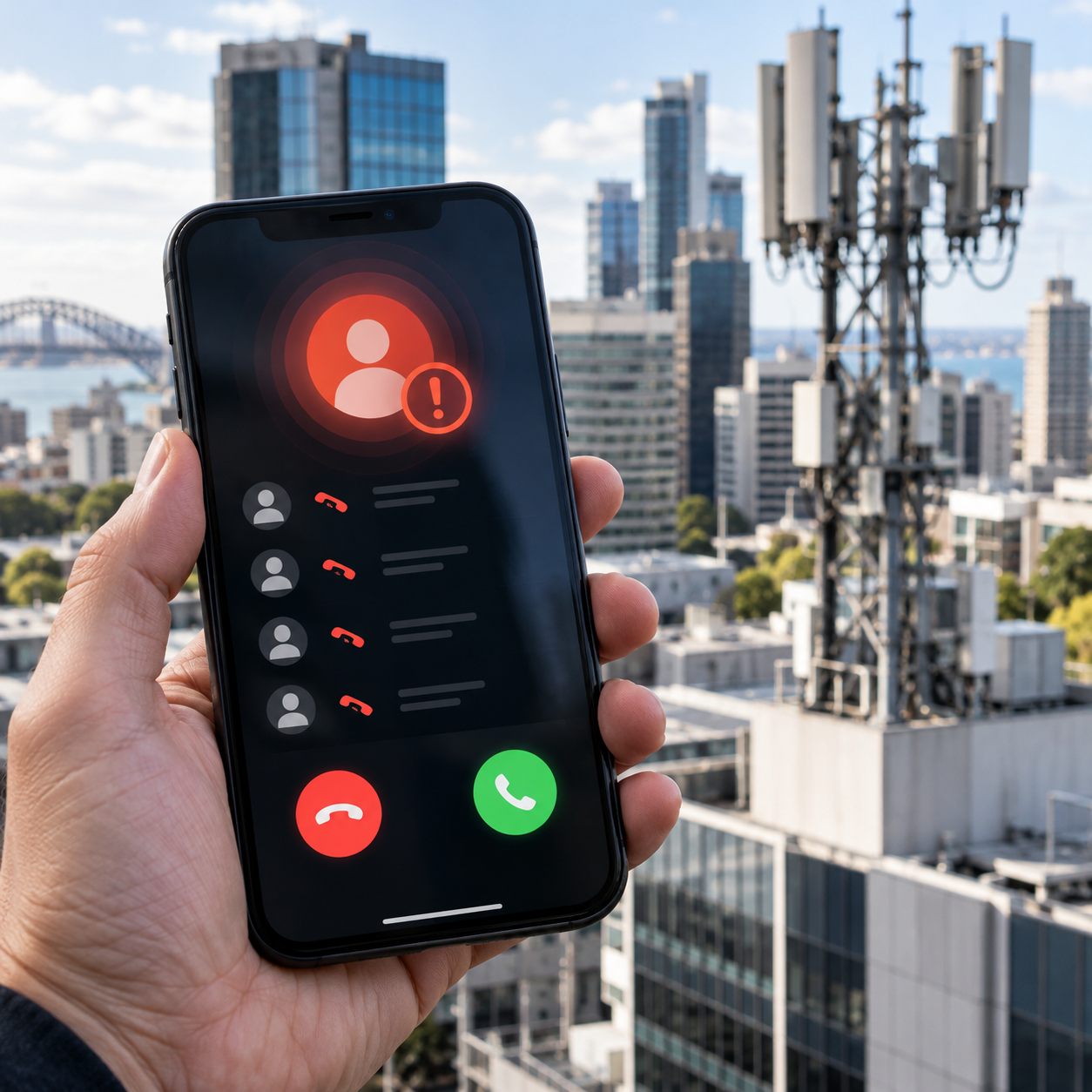 AI-generated editorial illustration of Vodafone Accuses Aussie Broadband Subsidiary of Carrying Millions of Scam Calls