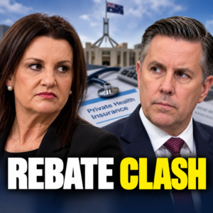 Separate portraits of Jacqui Lambie and Mark Butler illustrating the debate over proposed private health insurance rebates.