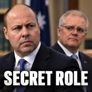 Editorial composite of Josh Frydenberg in the foreground with Scott Morrison behind him, concerning Morrison's additional Treasury appointment