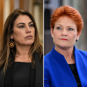 AI-generated illustration: Lidia Thorpe and Pauline Hanson dispute satirical One Nation cartoon