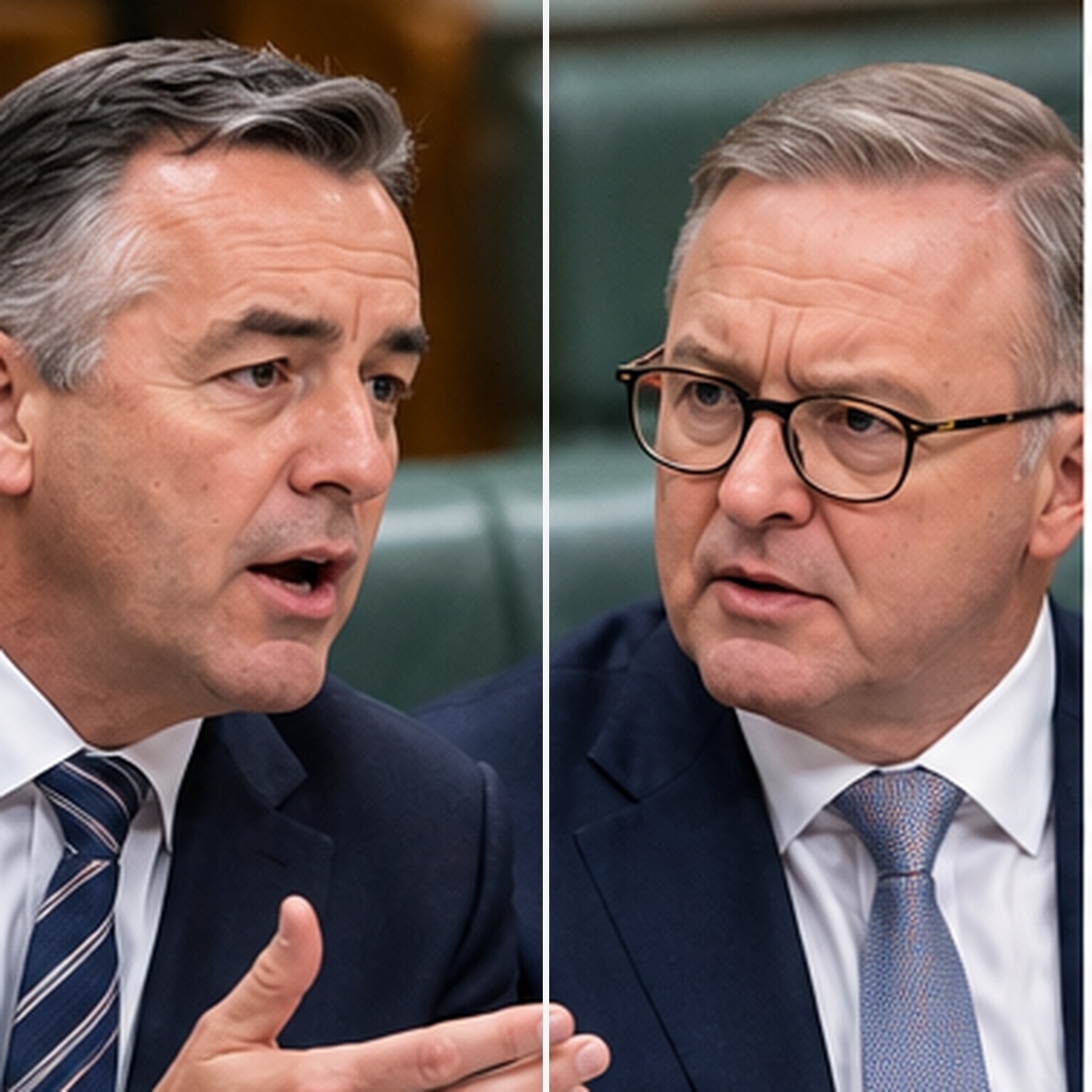 Darren Chester and Anthony Albanese in separate editorial portraits