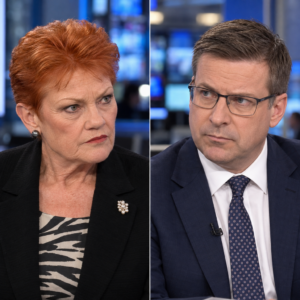 Pauline Hanson and Andrew Clennell editorial illustration