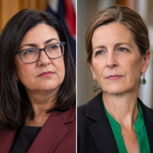 Illustrative separate portraits of Ella Haddad and Cassy O'Connor in a Tasmanian parliamentary controversy