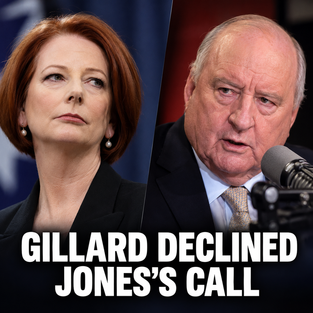 Editorial illustration of Julia Gillard and radio broadcaster Alan Jones