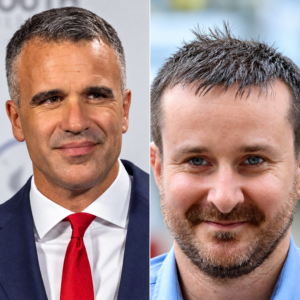 Editorial composite portraits of Peter Malinauskas and Edwin Kemp Attrill in the North Adelaide Golf Course legal costs dispute
