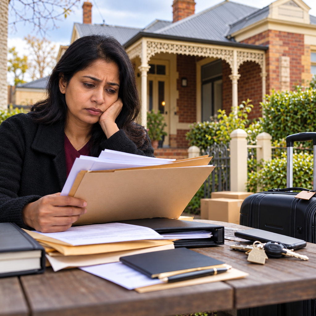 AI illustration of visa paperwork and estate administration in Ballarat, Victoria.