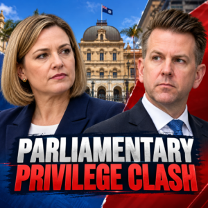 Illustrative separate portraits of Nikki Boyd and Jarrod Bleijie during a Queensland parliamentary privilege dispute