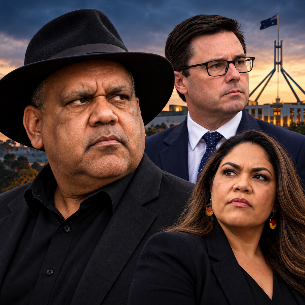Illustration of Noel Pearson, David Littleproud and Jacinta Nampijinpa Price